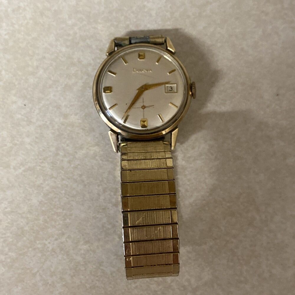 Vintage Bulova 10k RGP Men’s Wristwatch Stretch Band